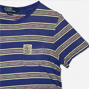VTG Rare Polo Ralph Lauren Indian Logo Striped Cotton Tee